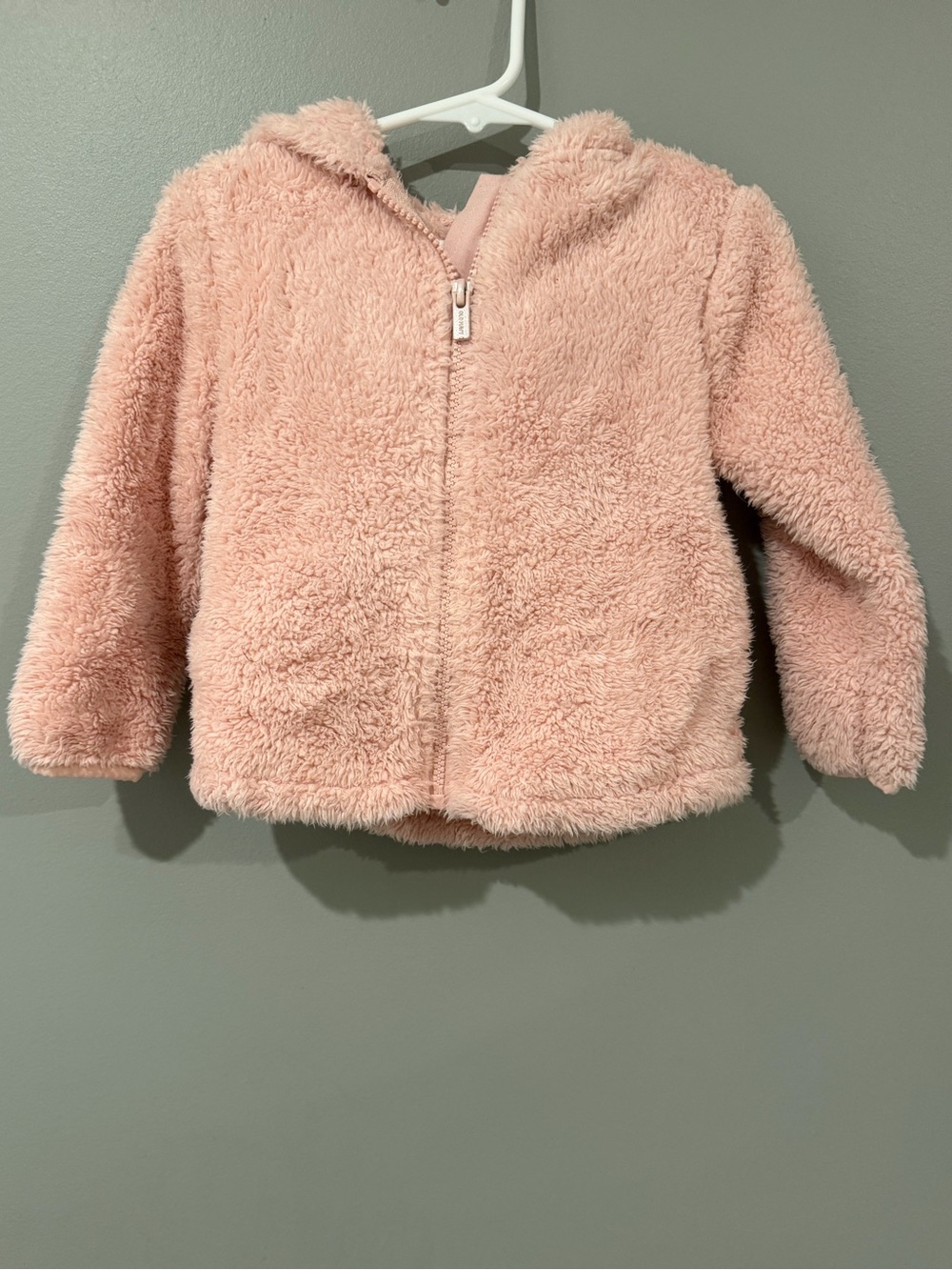 Old Navy Fuzzy Zip Animal Ear Hoodie — Light Pink